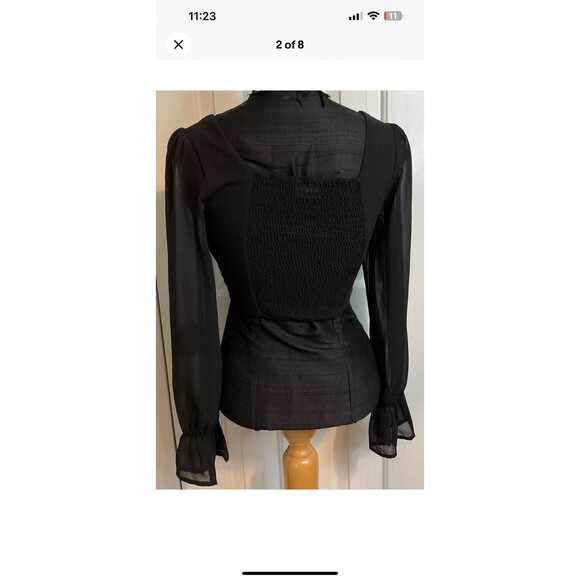 Alter'd State Black Open Back Balloon Sleeve Waist Crop Top Size XS - Picture 2 of 8